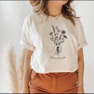 Neutral Bloom with grace Graphic tshirt